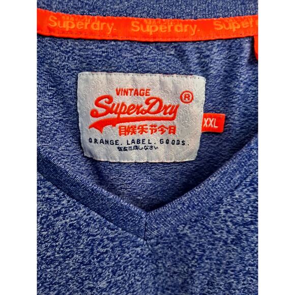 Super Dry Men's Vintage V-neck Short Sleeve Embroidered Logo T-shirt‎ Size XXL - Picture 4 of 10